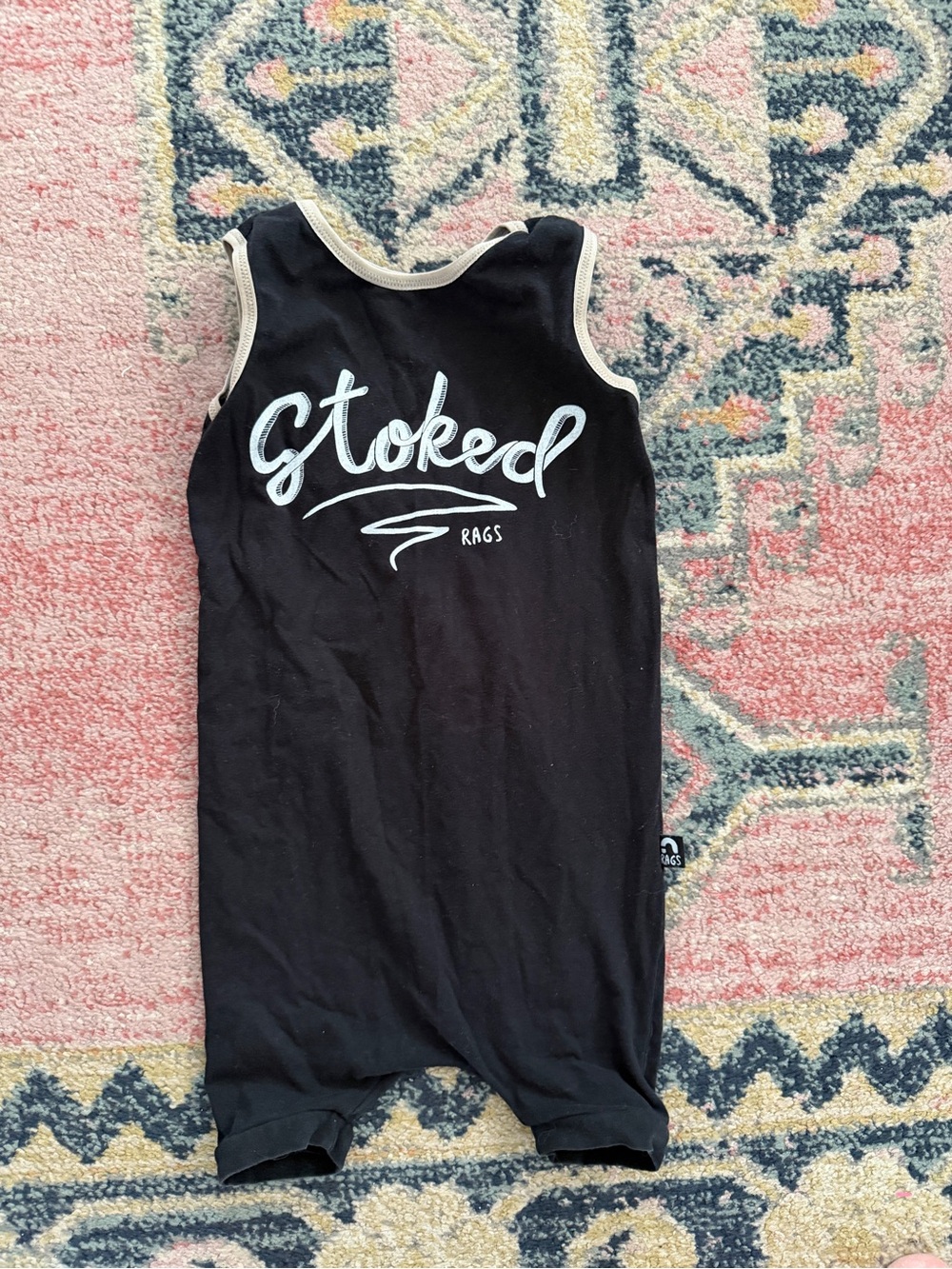 Stoked Rags to Raches Black Graphic Romper